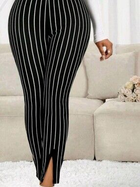 Black and White Striped Kids' Leggings